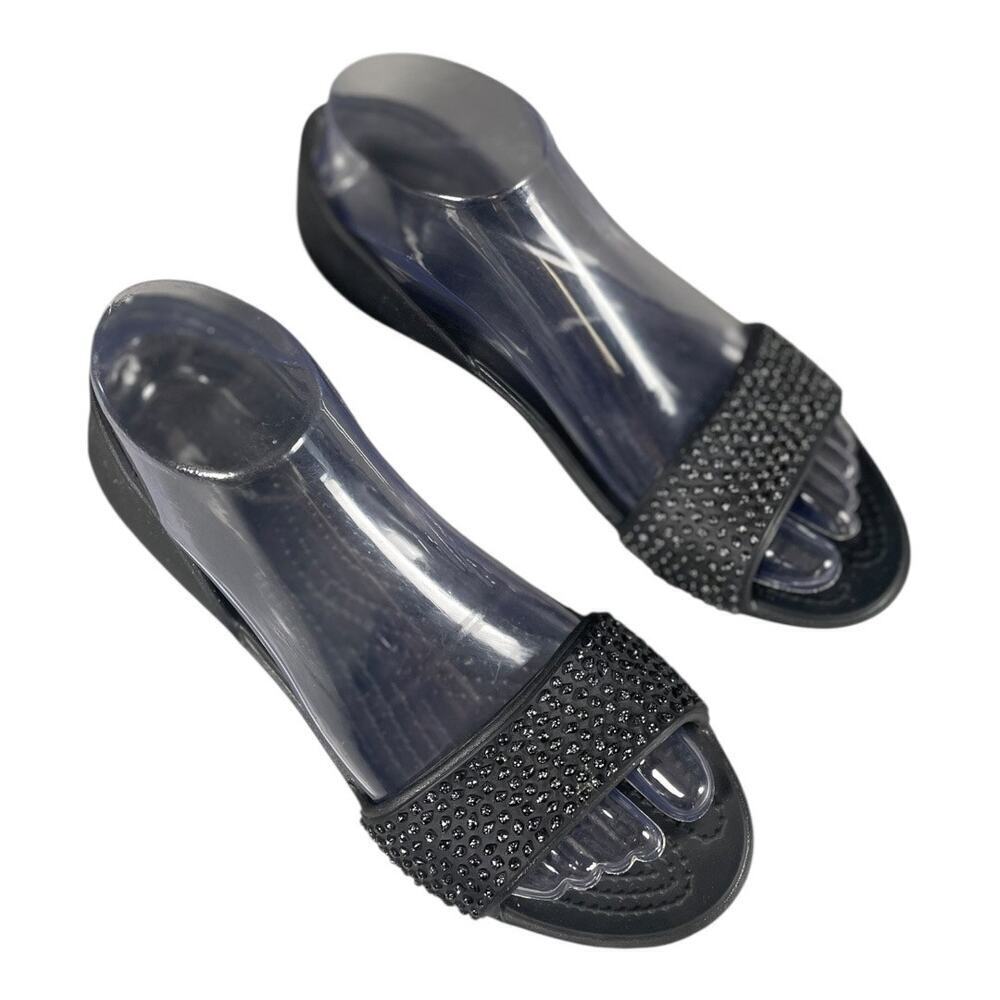 Crocs Lina Women’s Black Embellished D’Orsay Open Toe Flats Size-6 - Picture 8 of 9